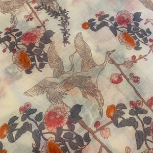 Infinity Scarf w Flowers & Birds